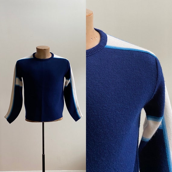1970s Ski Sweater / Mens Knit Sweater / 70s Sweate