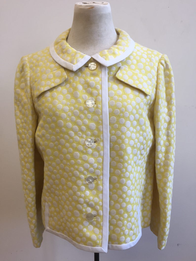 1960s Yellow Polka Dot Blazer Yellow /& White Blazer Ladies Suit Jacket