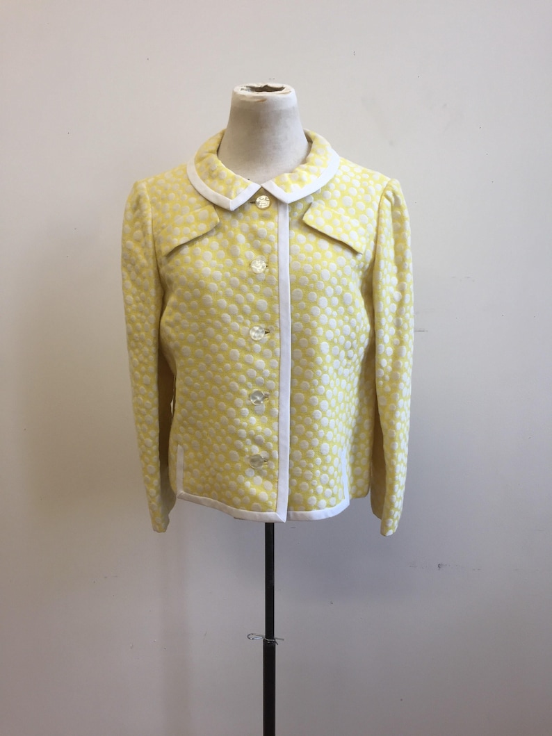 1960s Yellow Polka Dot Blazer Yellow /& White Blazer Ladies Suit Jacket