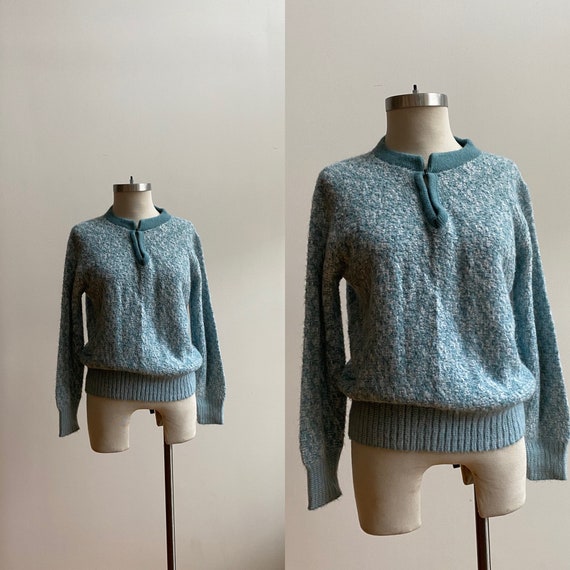1970s Knit Sweater / Vintage Baby Blue Sweater / C