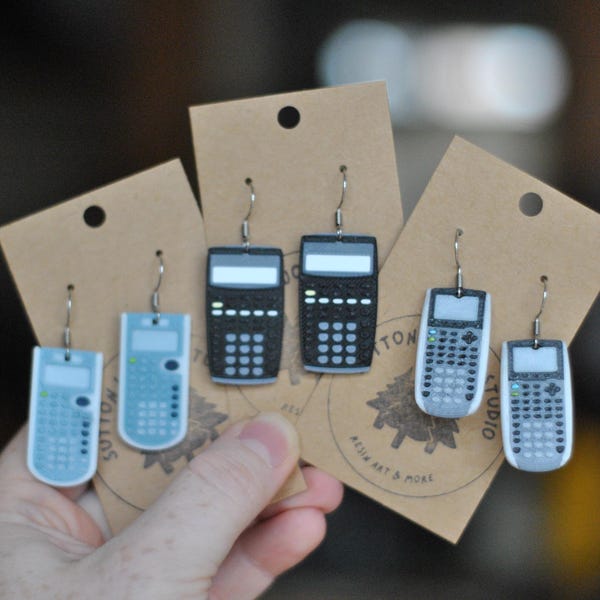 3D Printed Calculator Earrings, Math Teacher Accountant Actuary Gift