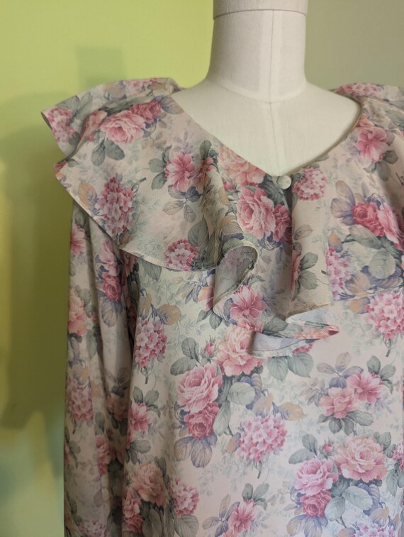 1980s Floral Blouse