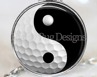 Yin Yang Golf Changeable 1" Magnetic Pendant Necklace with Organza Bag