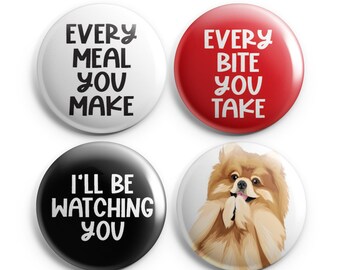 Pomeranian Begging Magnet Set of Four  1" One Inch Magnets