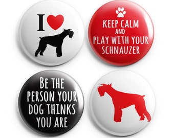 Schnauzer Magnet Set of Four  1" One Inch Magnets