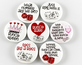 Bunco Magnets - Set of 7 One Inch Magnets