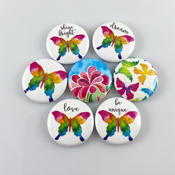 Bright Butterfly Set of 7 One Inch Magnets