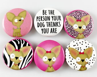 Chihuahua Magnet Set - 6 One Inch Magnets