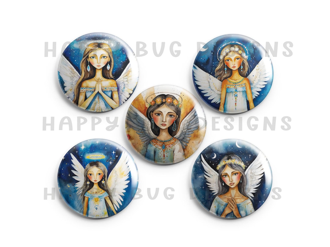 Celestial Angel Magnet Set – 5 Watercolor Angel Magnets, 1” Spiritual ...