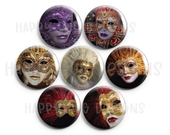 Carnival Carnivale Mardi Gras Masks 1" Magnets for Magnetic Jewelry or use as Refrigerator Magnets