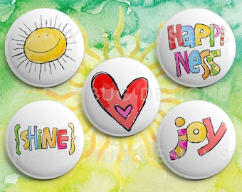 Sun Shine Magnets - Five 1 inch 1" Magnets