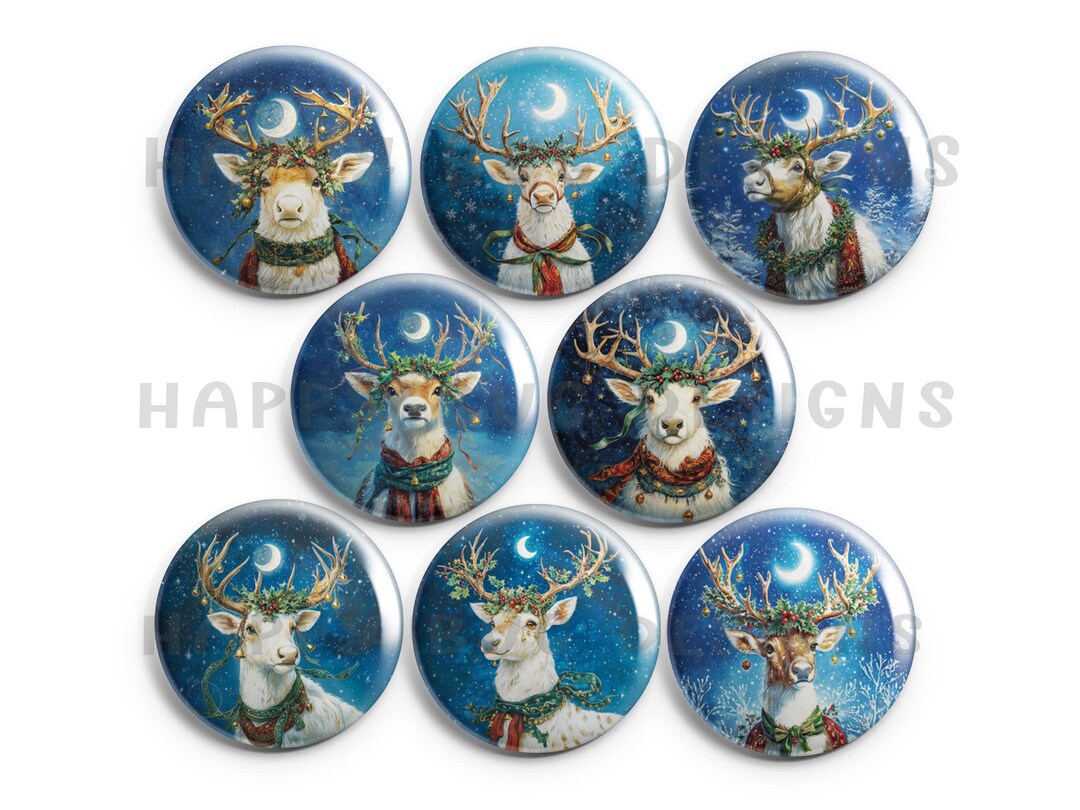 Reindeer Christmas Magnet Set – Cute Holiday Reindeer Décor – 1” Fridge ...