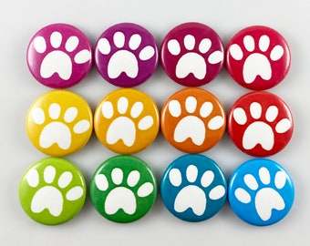 Paw Prints 1" Magnets One Inch Set of 12