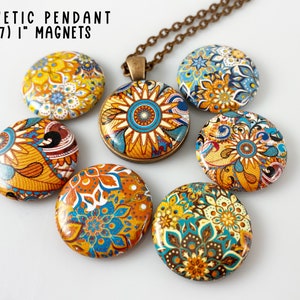 BoHo Magnetic Pendant Necklace with 7 One Inch Magnets