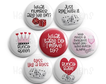 Bunco Magnets - Set of 7 One Inch Magnets