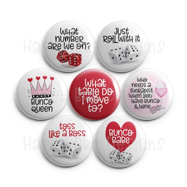 Bunco Magnets - Set of 7 One Inch Magnets