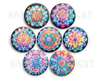 Mandala 1" Magnets - Set of 7 - Set #1