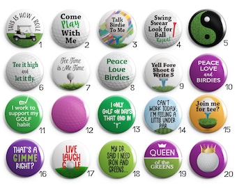 NEW DESIGNS Humorous Golf Sayings Interchangeable 1" Magnetic Pendant Toppers or Refrigerator Magnets - Choose One or a Set