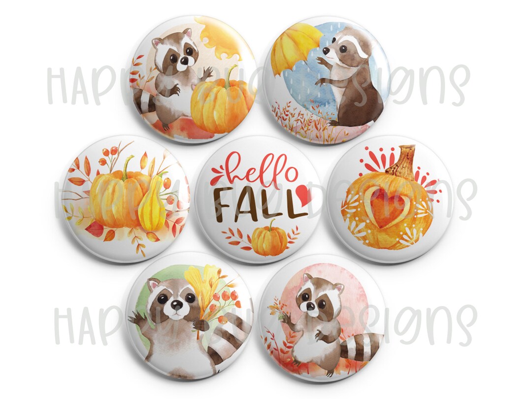 Fall Raccoons Magnet Set of 7 One Inch Magnets - Etsy