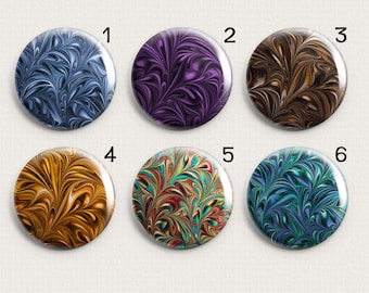 Marble Swirl 1" Inch Changeable Magnetic Pendant Toppers or Refrigerator Magnets Choose Individual Magnets or the Complete Set