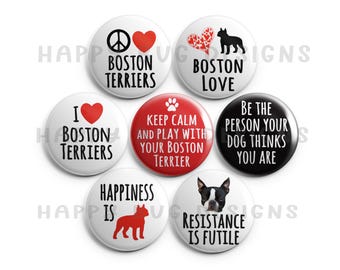 Boston Terrier Magnet Set of Seven  1" Magnets - Set #1