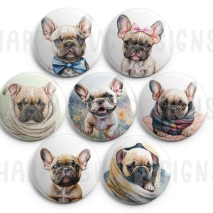 French Bulldog Magnet Set - 7 One Inch Frenchie Magnets
