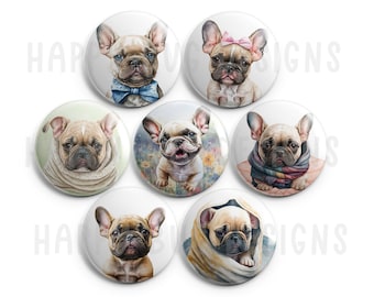 French Bulldog Magnet Set - 7 One Inch Frenchie Magnets