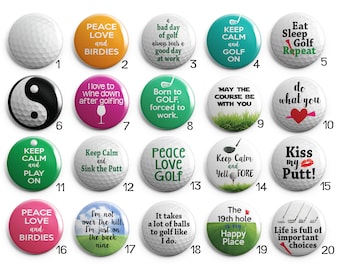 Humorous Golf Sayings Interchangeable 1" Magnetic Pendant Toppers or Refrigerator Magnets - Choose One or a Set