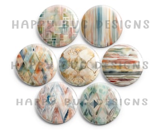 Watercolor Design Boho 1" Magnets - Set of 7