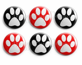 Dog Paws Magnet Set of Six  1" One Inch Magnets - Set #2