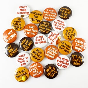 Thanksgiving Dinner Pin Back Buttons Pack of 24 one Inch Buttons - 1&quot; Pinback Buttons