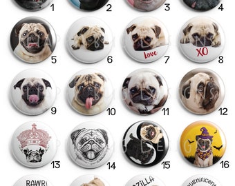 Pug Magnets 1" Button Magnets - Group A