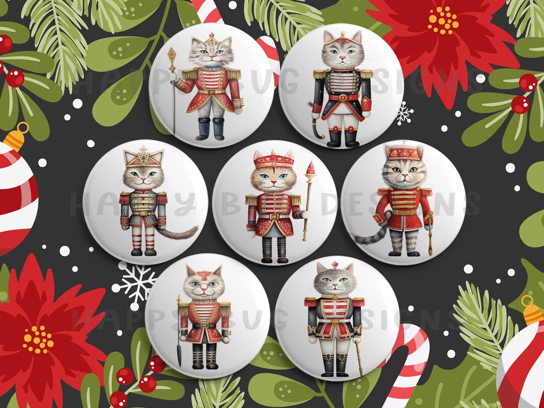 Nutcracker Christmas Cats Set of 7 One Inch Etsy