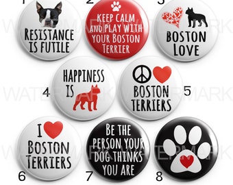 Boston Terrier Interchangeable Magnetic Pendant Toppers or Refrigerator Magnets - Choose One or More