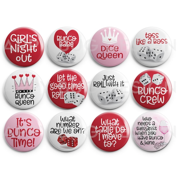 Bunco Magnets - Set of 12 One Inch Magnets