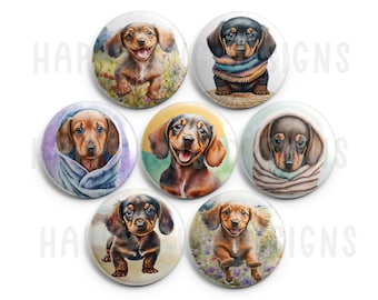 Dachshund Doxie Magnet Set - 7 One Inch Themed Magnets