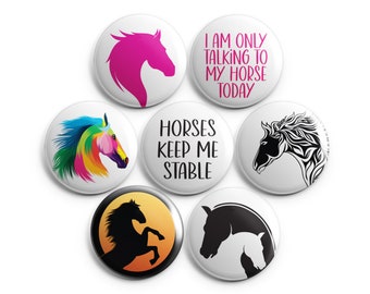 Horses - Set of 7 One Inch Magnets - 1"