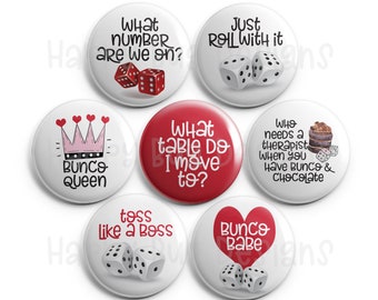 Bunco Magnets - Set of 7 One Inch Magnets