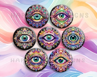 Eye Mandala 1" Magnets - Set of 7