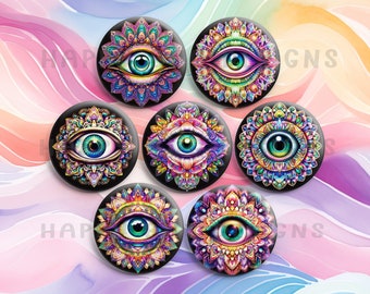 Eye Mandala 1" Magnets - Set of 7