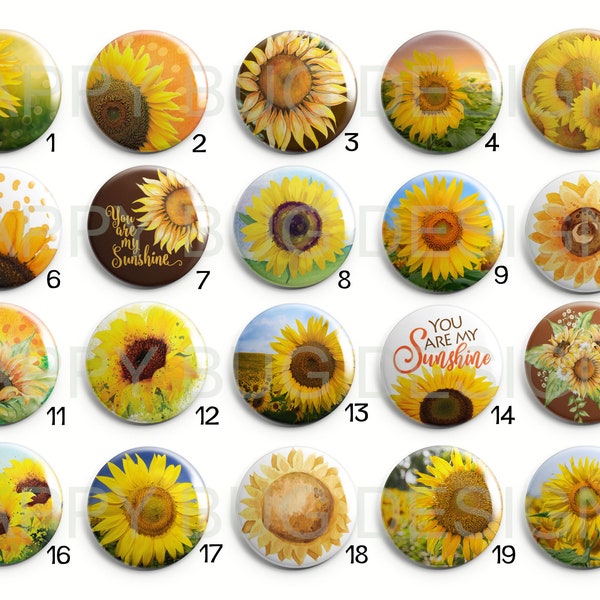 Sunflower Magnets - Chose Individual Magnets By Number or a Set