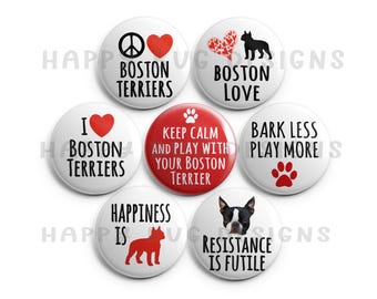 Boston Terrier Magnet Set of Seven  1" Magnets - Set #2