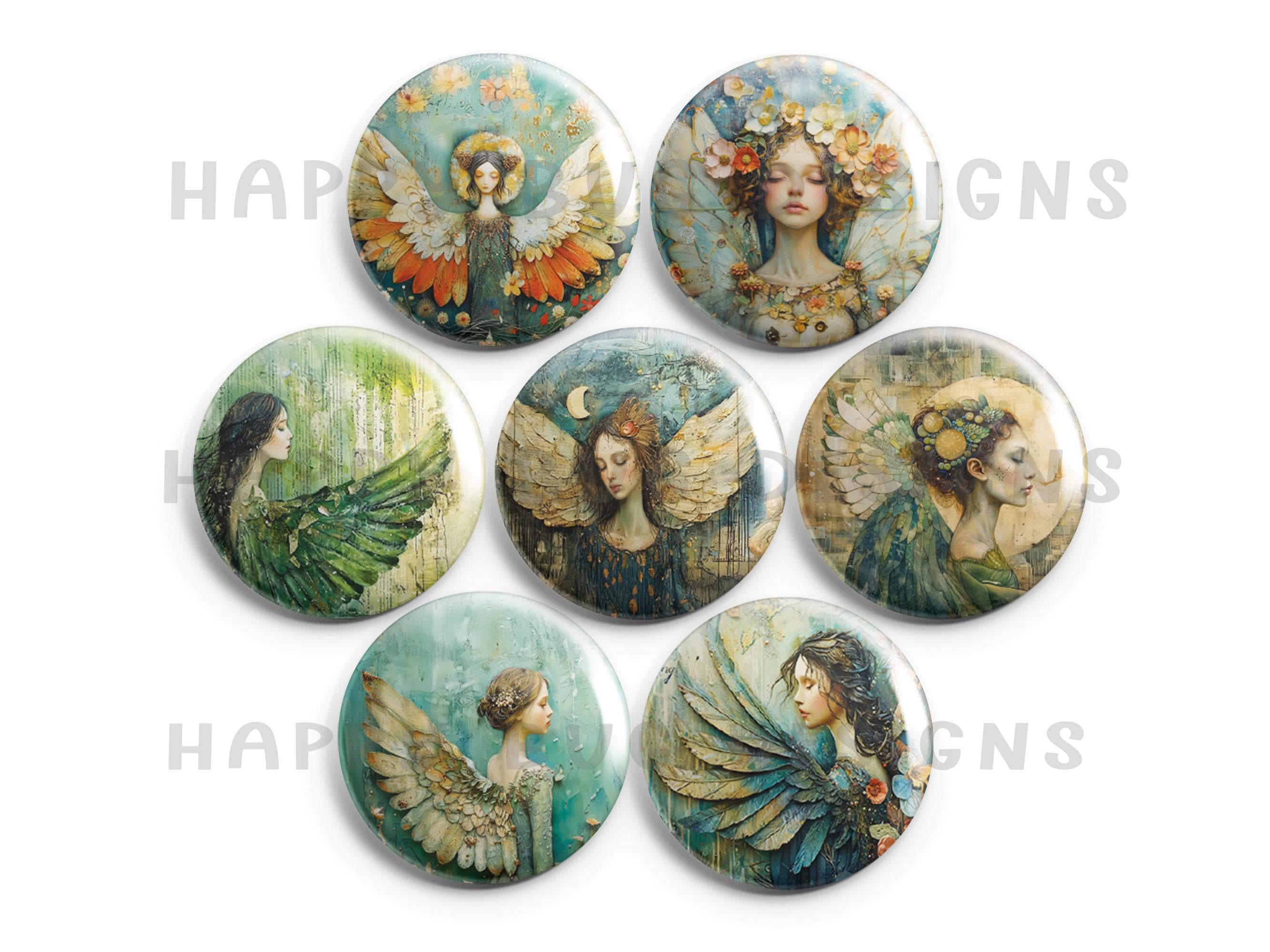 Fairy Angel Magnet Set – 7 One Inch Magnets With Whimsical Angel Art ...