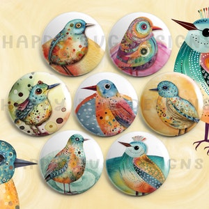 Quirky Birds Set of 7 One Inch Magnets