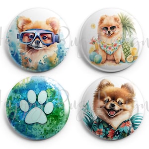 Aloha Pomeranian Magnet Set of Four  1&quot; One Inch Magnets