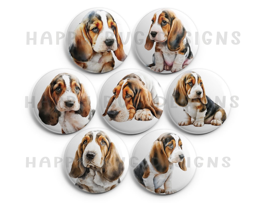 Basset Hound Puppies Magnet Set - 7 One Inch Magnets - Etsy