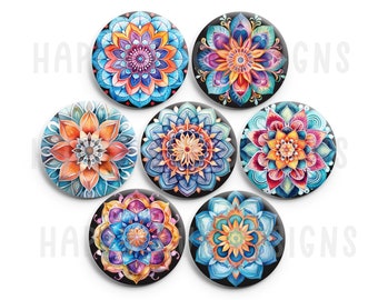 Mandala 1" Magnets - Set of 7 - Set #2