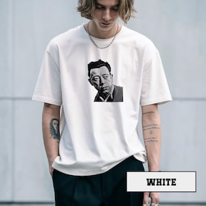 Camiseta con retrato de Albert Camus, colores cómodos, autor, escritor, desconocido, peste, Sartre, Kafka, Nietzsche, Dostoyevsky, un bonito regalo.
