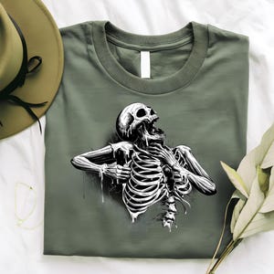 Skeleton Ribcage Graphic T-Shirt Comfort Colors, Gothic Horror Skull Shirt, Spooky Halloween Tee, Unique Gift For Creepy Cute Fans