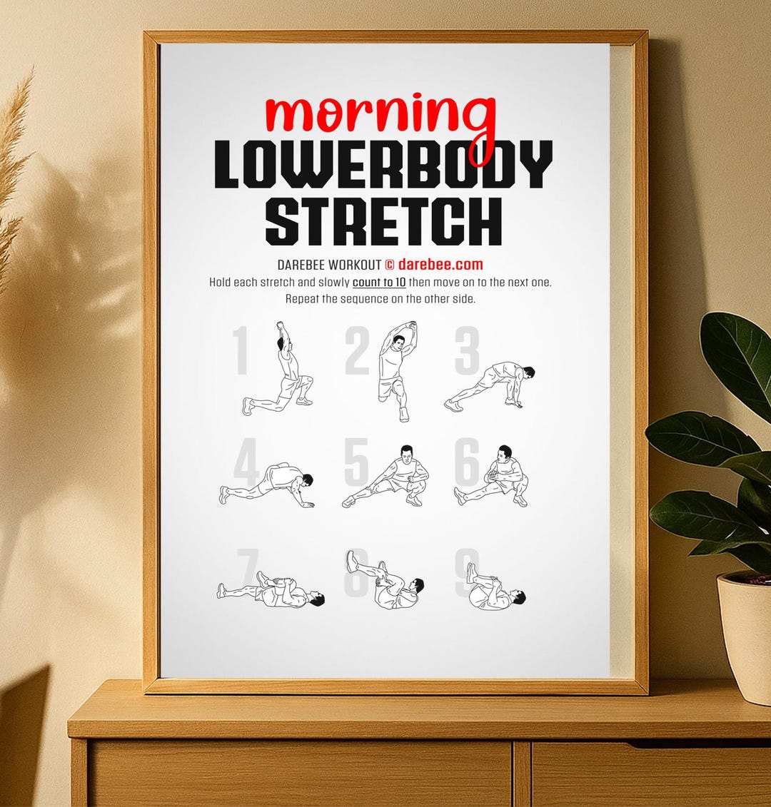 Morning Lower Body Stretch Poster for Hospital Room Recovery Mobility ...